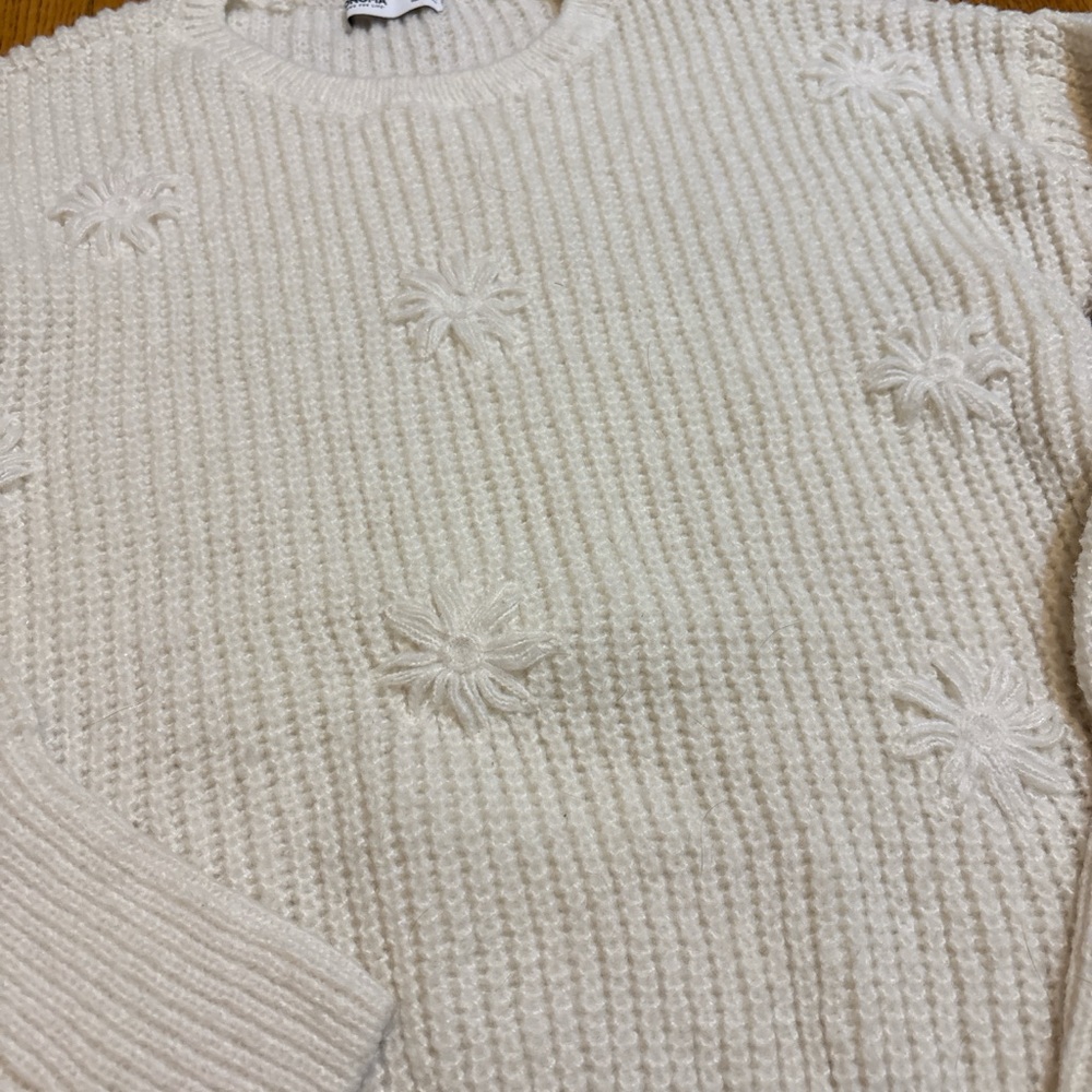 Sonoma Cream Embroidered Floral Sweater - Picture 2 of 4